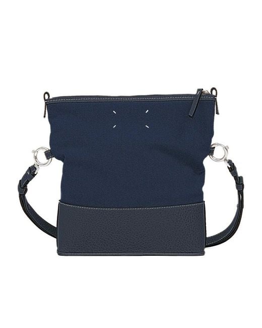 Maison Margiela Blue Top-Zip Leather Shoulder Bag for men