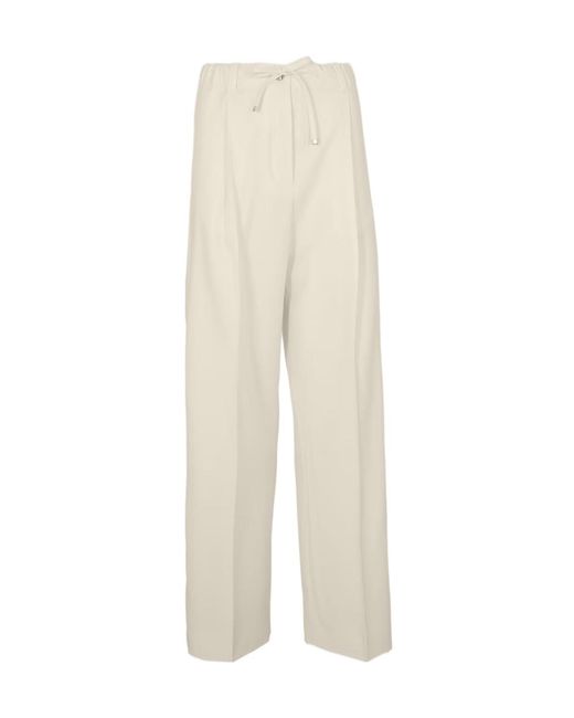 Moncler White Drawstring Waist Casual Pants
