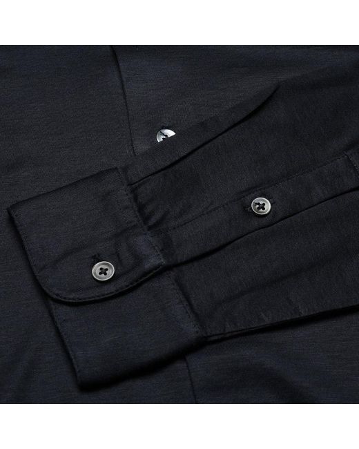 Emporio Armani Black Curved Hem Buttoned Shirt for men