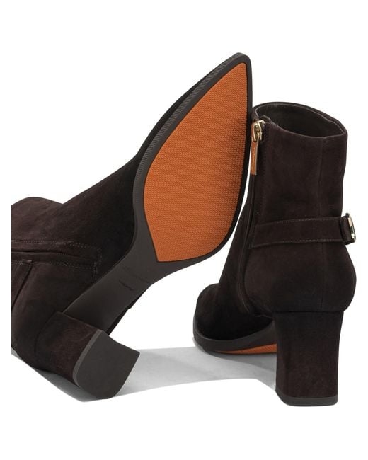 Santoni Black Pointed-Toe Ankle Boots