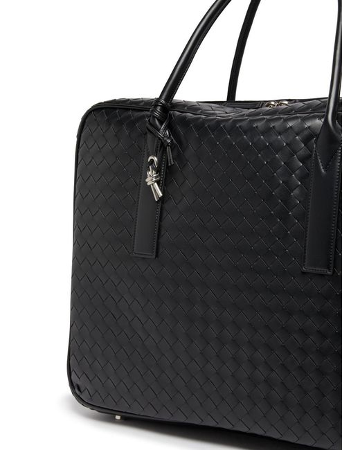 Bottega Veneta Black Getaway Logo Briefcase for men