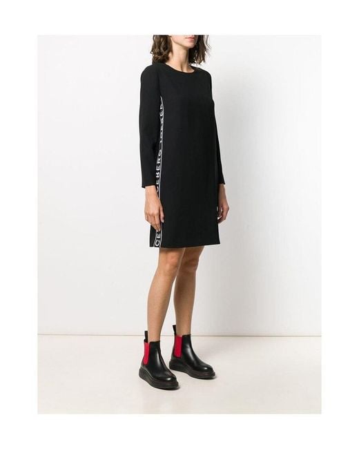 Iceberg Black Logo Ribbon Medium-Length Dress