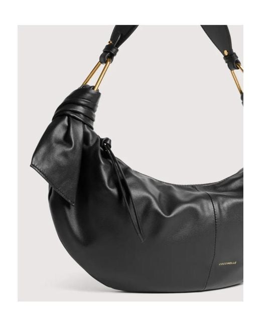 Coccinelle Black Furoshik Knotted Zip-Up Medium Shoulder Bag