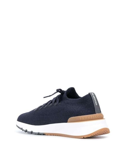 Brunello Cucinelli Blue Knitted Sock Sneakers for men