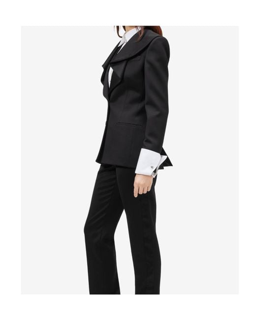 McQueen Black Waterfall Collar Single-Breasted Jacket