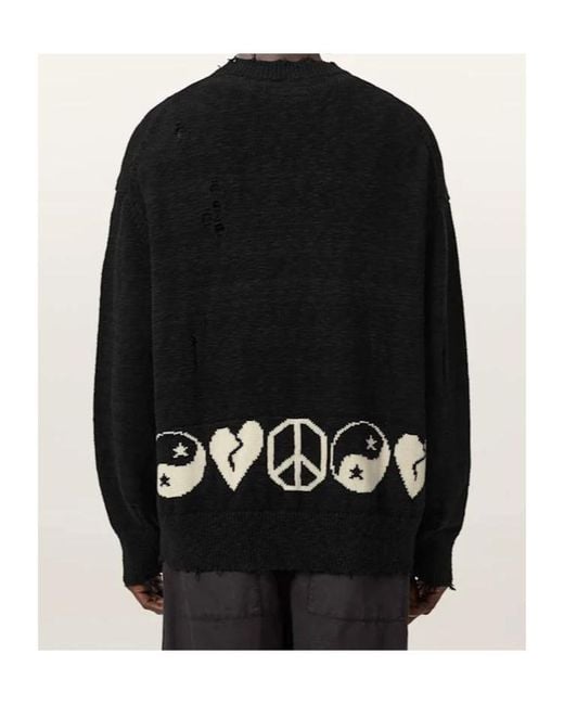 AllSaints Black Jacquard Cardigan for men