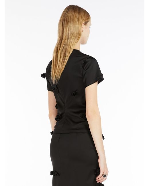 Sportmax Black Mendoza Floral Embellished Crewneck T-Shirt