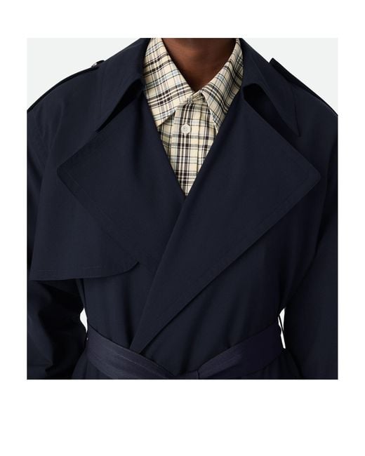 Bottega Veneta Blue Double-Breasted Belted Trench Coat