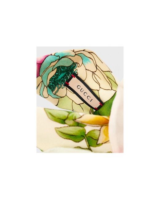 Gucci White Colorful Floral Print Fabric Headband
