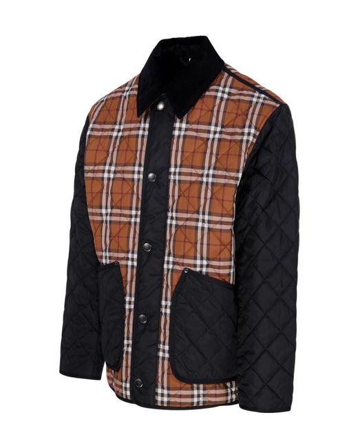 Burberry Black Checked Panelled Jacket for men
