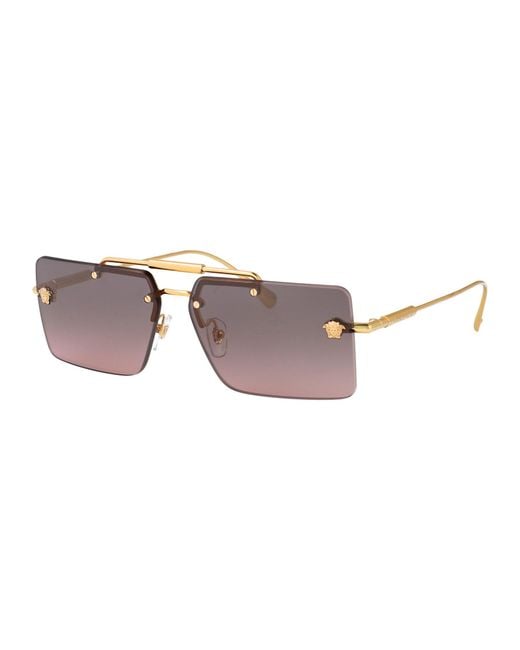 Versace Gray Rectangular Frame Sunglasses