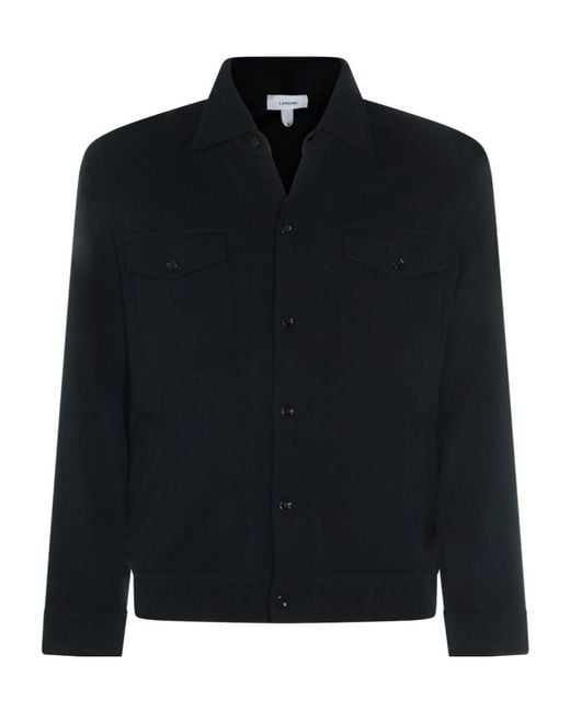 Lardini Blue Button-Up Shirt Jacket for men