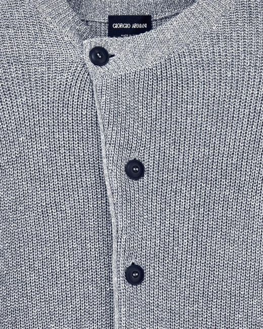 Giorgio Armani Gray Ribbed Pocket Cardigan for men