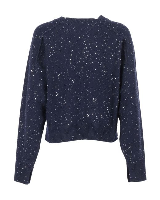 Antonelli Blue Sequined Long-Sleeved Sweater