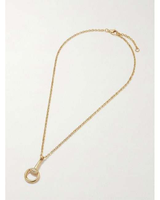 Gucci Natural Horsebit Diamond 18K Pendant Necklace