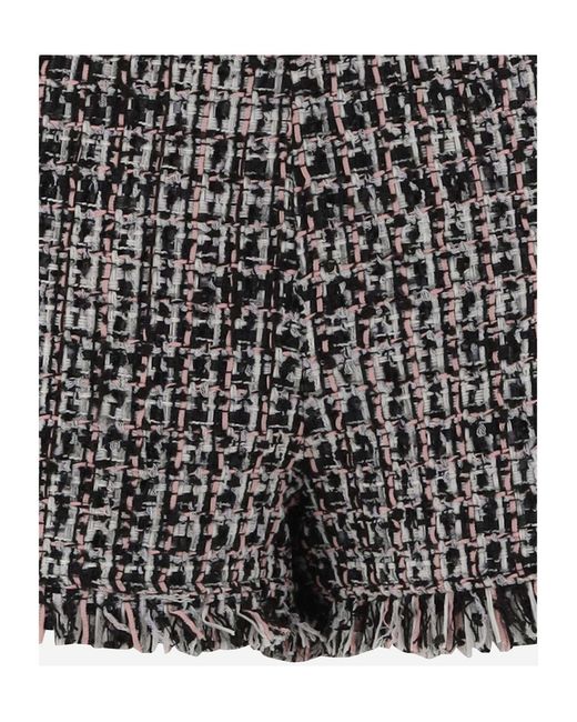 Self-Portrait Black Fringed Boucle Shorts