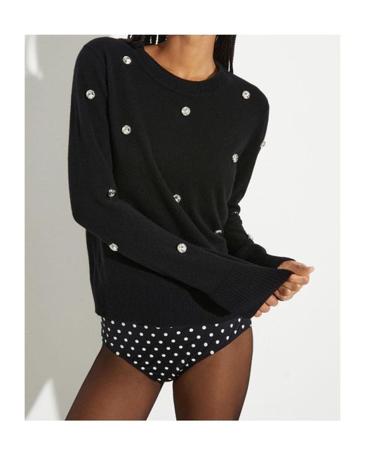 MAX&Co. Black Rhinestone-Embroidered Jumper