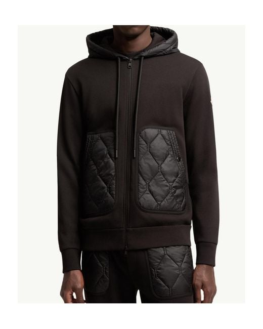 Moncler Black Diamond Quilted Cotton Blend Zip-Up Hoodie for men