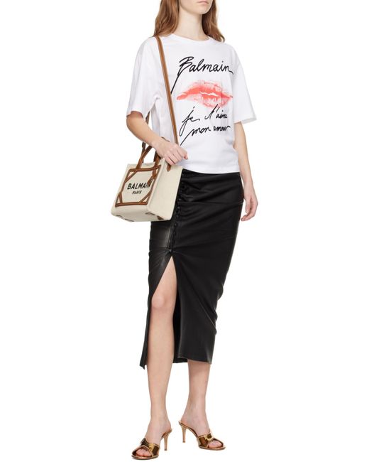 Balmain White Kiss Print T-Shirt
