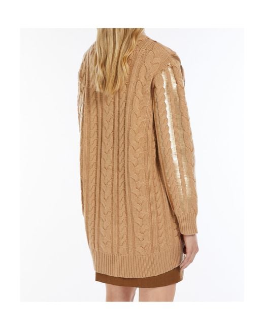 Max Mara Natural Mirco Open-Front Long-Sleeved Cardigan