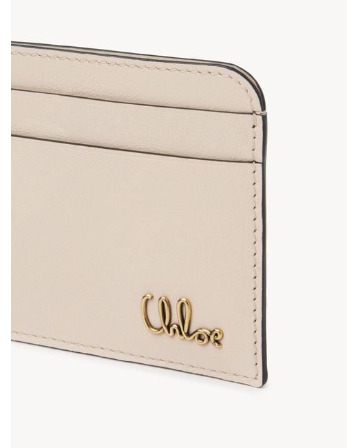 Chloé Natural Chloé Iconic Logo Plaque Card Holder