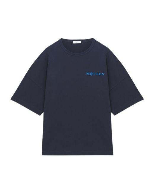 McQueen Blue Oversized Logo T-Shirt for men
