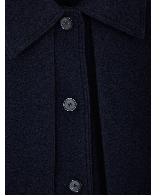Totême Blue Buttoned Cape Coat