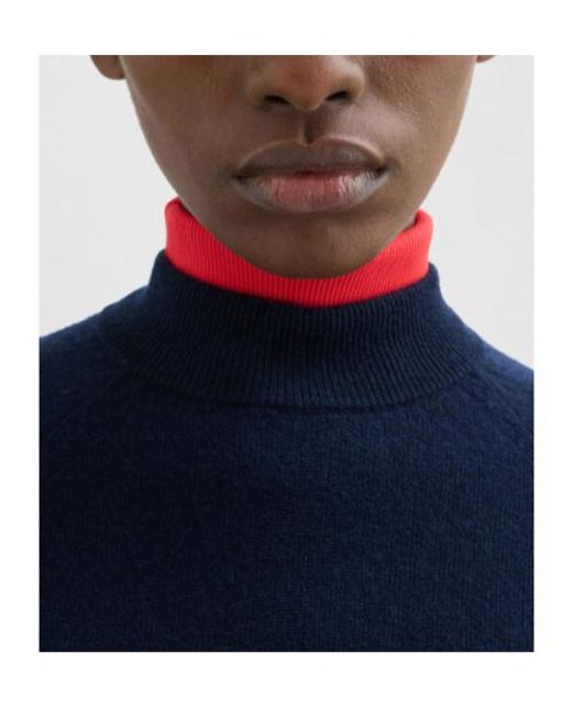 Jil Sander Red Turtleneck Ribbed Half Top