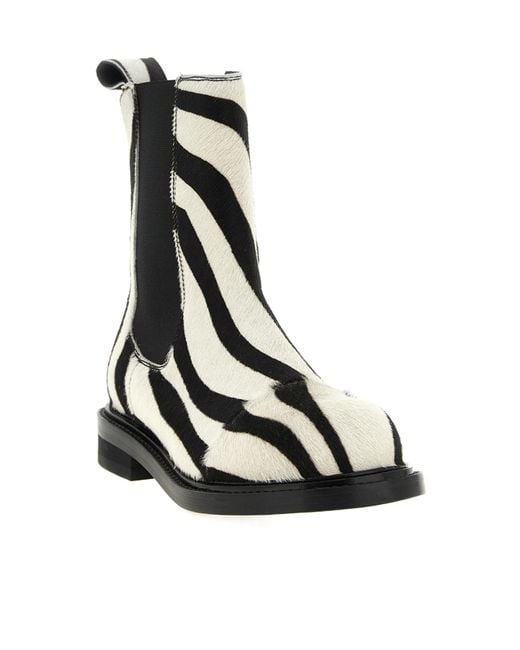 Moschino Black Zebra-Print Ankle Boots