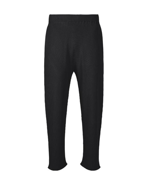 Homme Plissé Issey Miyake Black Ribbed Frayed Trousers for men