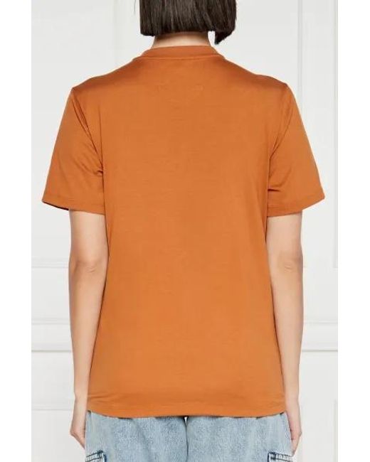 MCM Orange Logo Embroidered Crewneck T-Shirt