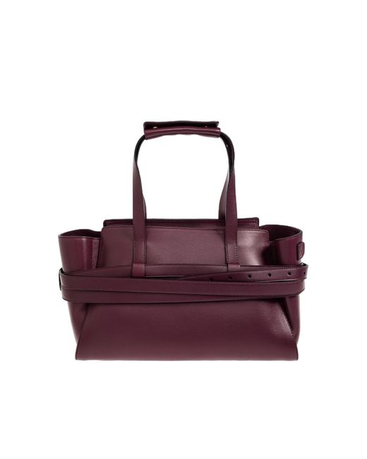 Moschino Purple Tie Me Buckle-Detail Leather Tote Bag