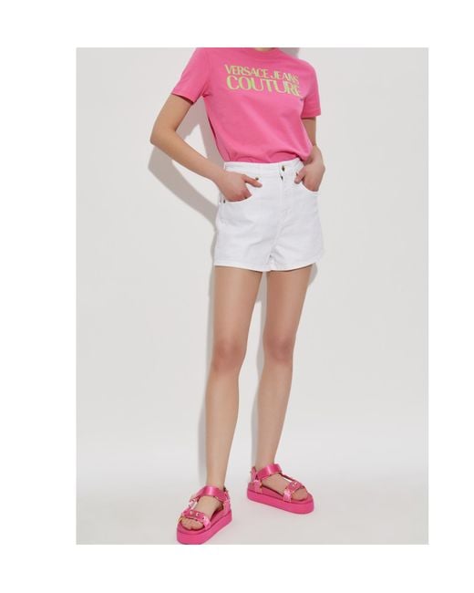 Versace Jeans Pink Couture Logo Print Casual Top