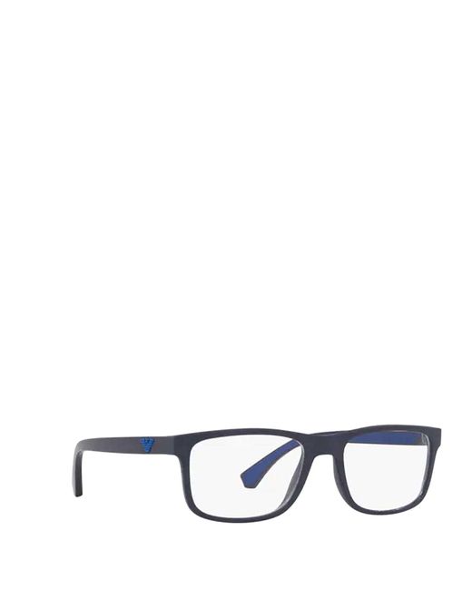 Emporio Armani White Rectangular Frame Glasses for men