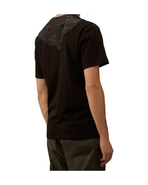 C P Company Black Short Sleeved Goggle T-Shirt for men