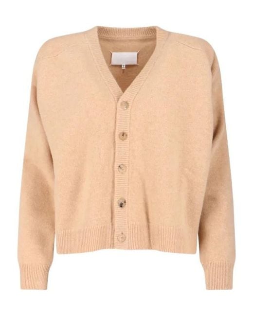 Maison Margiela Natural V-Neck Long-Sleeved Cardigan