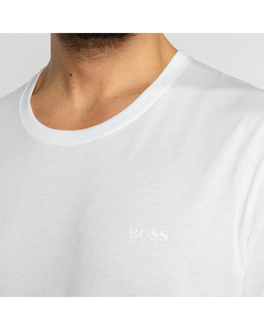 Boss White T-Shirt With Round Neck And Short Sleeves for men