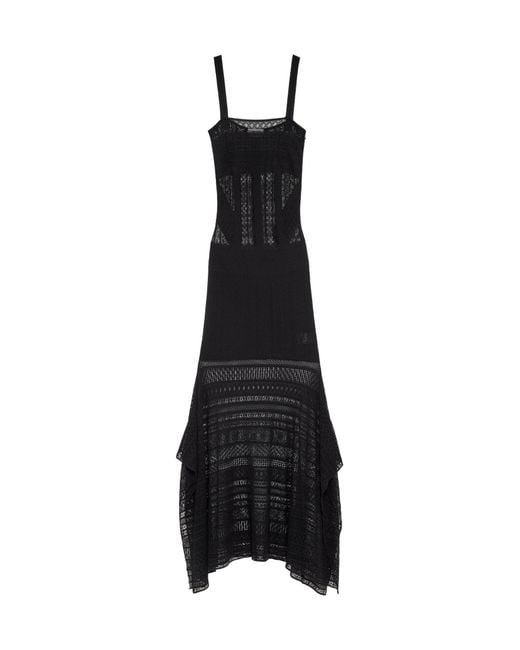 McQueen Black Viscose Knit Lace Dress