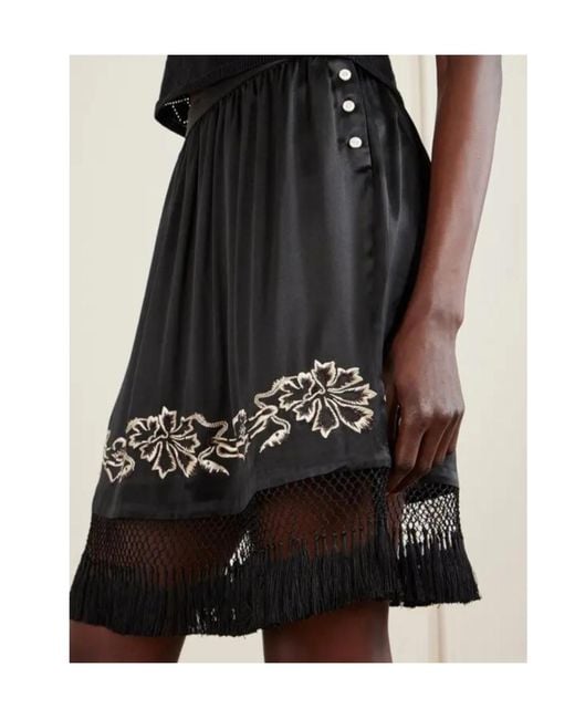 Bode Black Embroidered Mini Skirt