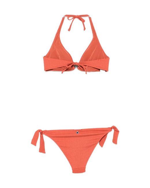 Emporio Armani Red Halterneck Crinkled Bikini