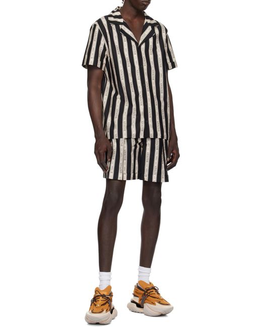 Balmain Black Jacquard Pleated Shorts for men