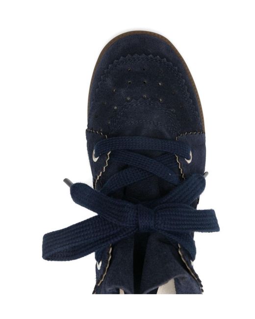 Isabel Marant Blue Bobby Lace-Up Wedge Sneakers