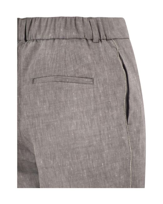 Peserico Gray Straight-Leg Cuffed Pants