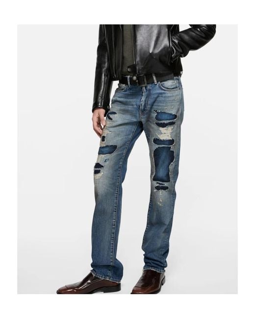 Acne Blue Mended Denim Jeans for men
