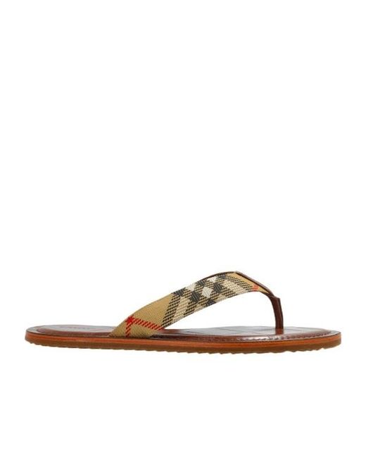 Burberry Brown Check-Pattern Thong Strap Sandals