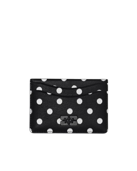 Ganni Black Bou Card Holder With Dots