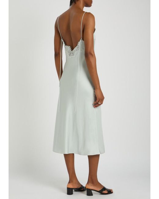 Rohe White Lace-Trim Silk Midi Slip Dress