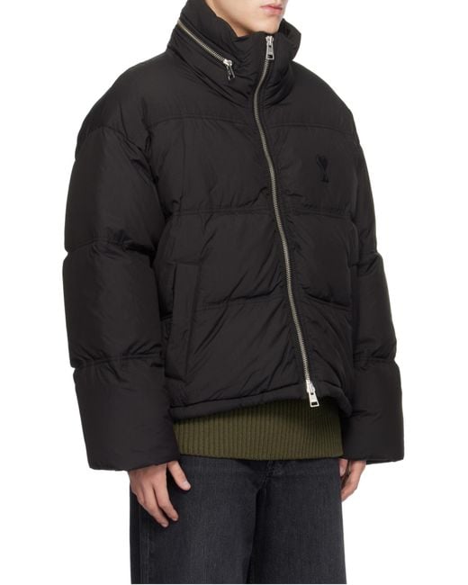 AMI Black Ami De Coeur Quilted Puffer Jacket for men