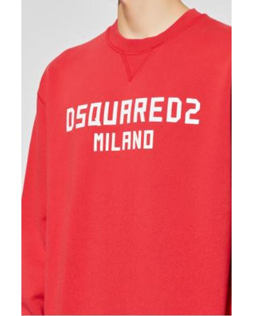 DSquared² Red Milano Cool Fit Crewneck Sweatshirt for men