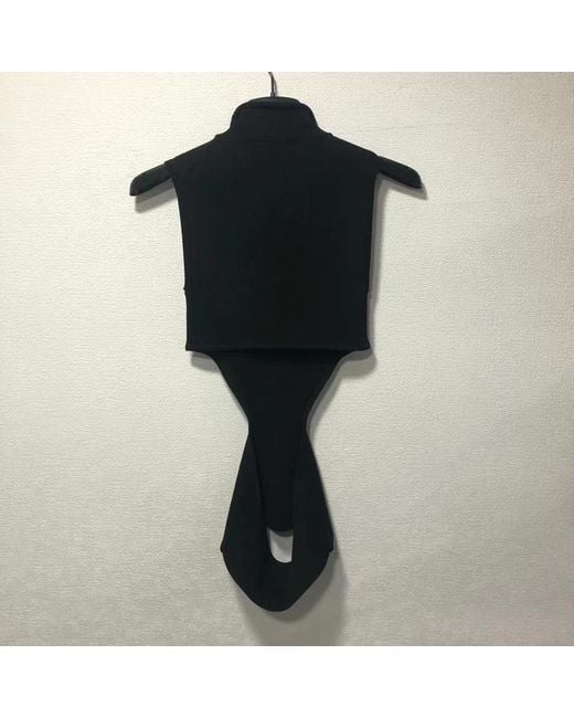 we11done Black Ribbed-Knit Cut-Out Top